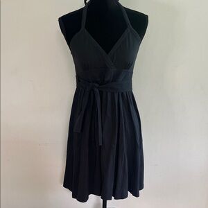 Theory Black Halter Mini Wrap Dress